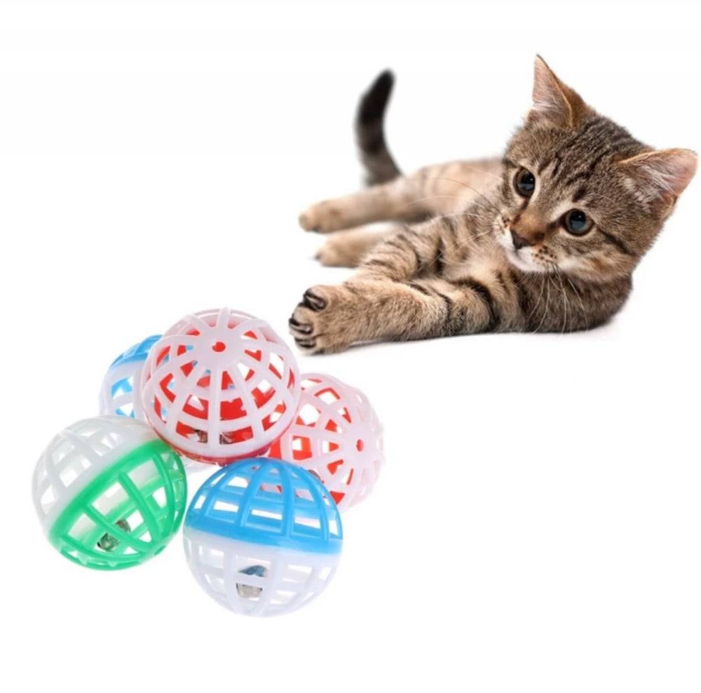 Plastic ball for cats, birds and pets - 4 pieces, equipped with a bell