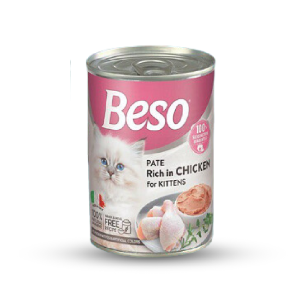 بيسو معلبات باتيه الدجاج طعام رطب للقطط الصغيرة 400 جرام Beso Pate Rich in Chicken for Kitten