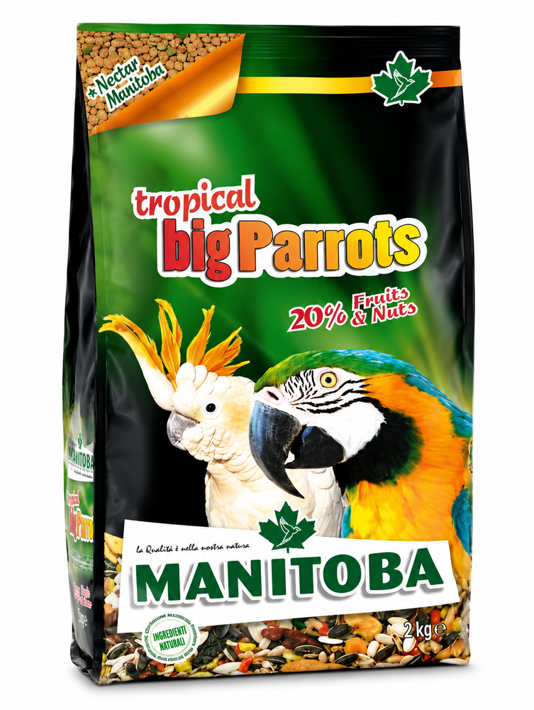 مانيتوبا غذاء الببغاوات الاستوائية كبيرة الحجم - اكل الببغاء المكآو والكوكاتو 2كغ Manitoba Tropical Big Parrot 2kg