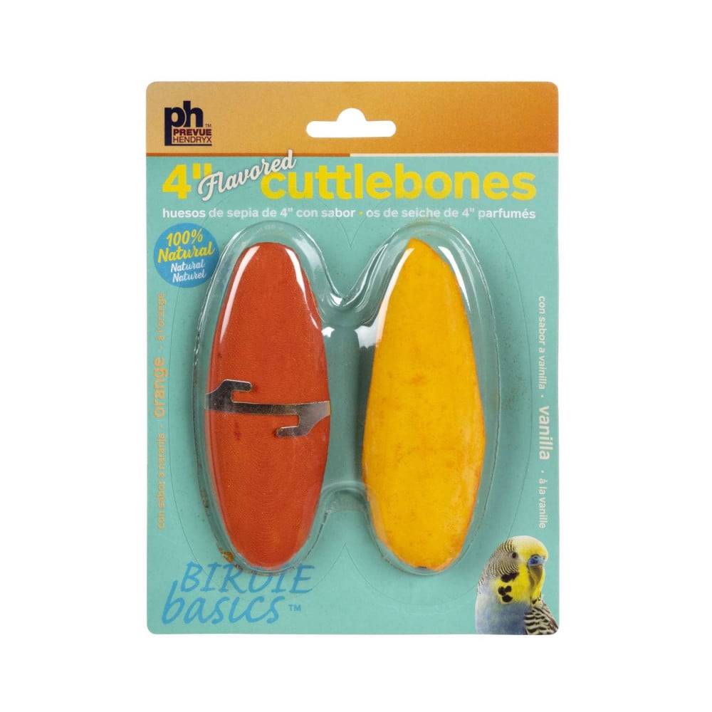 عظم حبار للطيور نكهة الفانيليا والبرتقال مع مثبت Preveue Pet Cuttlebone - حجم صغير