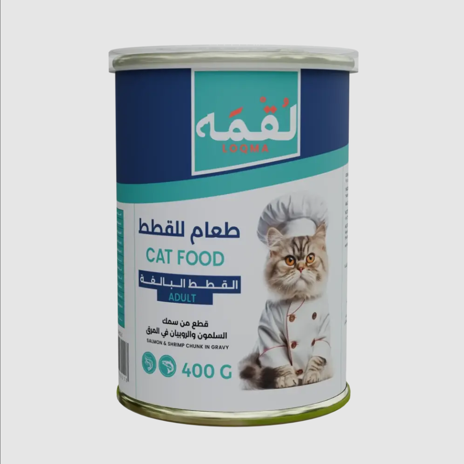 لقمة قطع السلمون والروبيان في المرق الكثيف (جريفي)