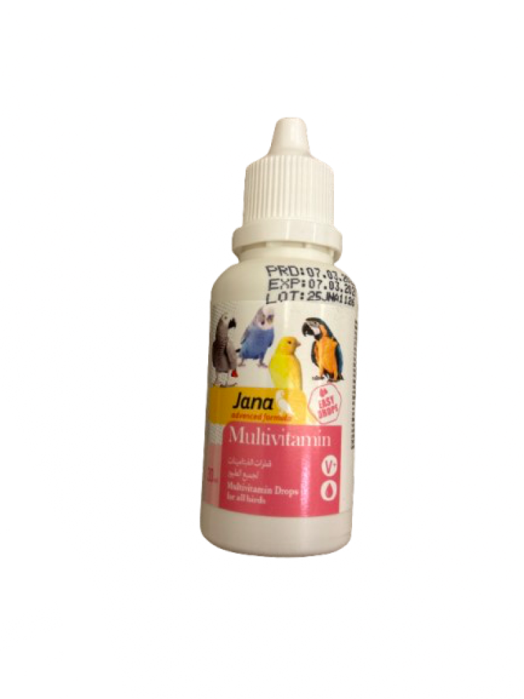 Jana Multivitamin Drops (For All Birds) 30ml قطرات جانا متعددة الفيتامينات لجميع الطيور) 30 مل