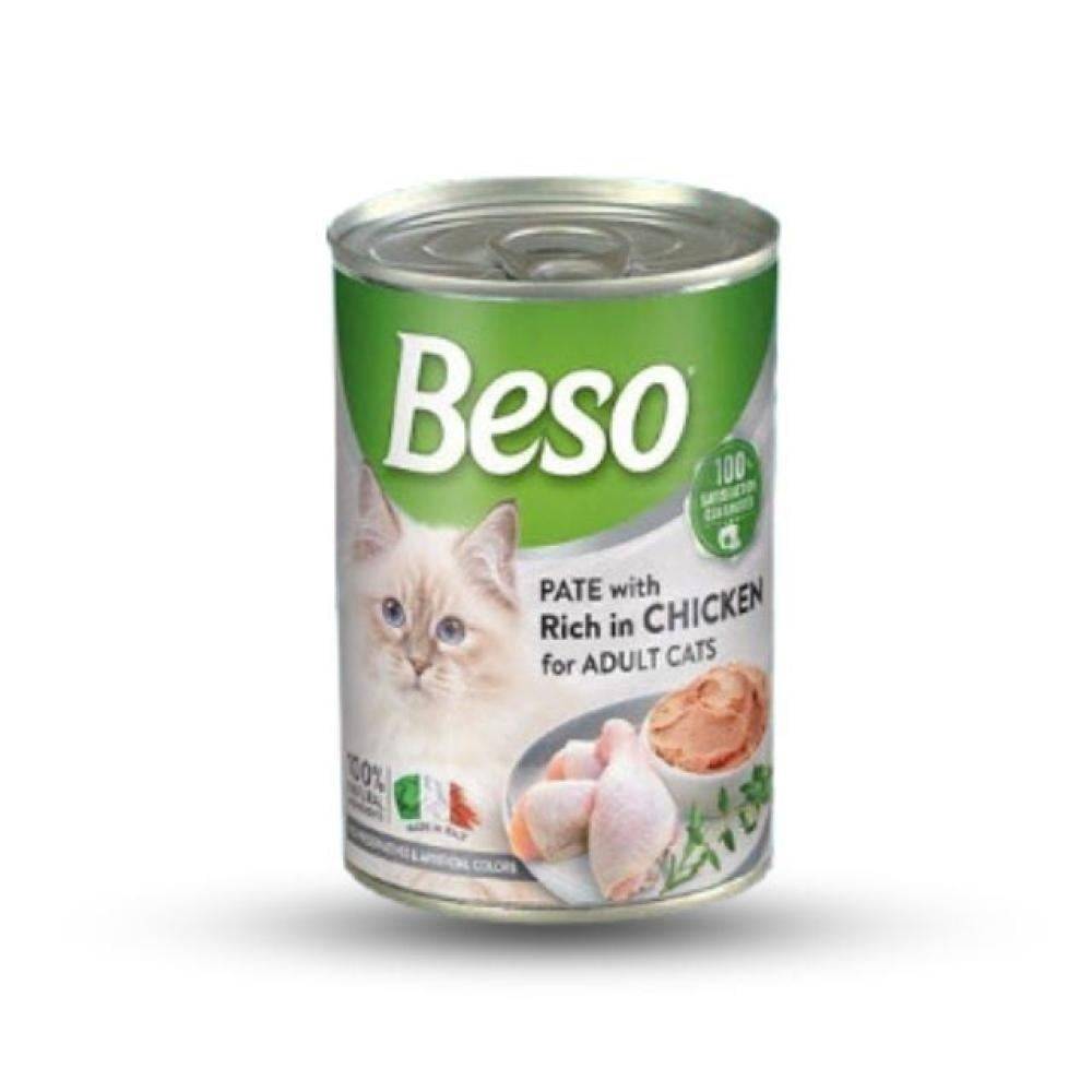 بيسو معلبات باتيه الدجاج طعام رطب للقطط البالغة 400 جرام Beso Pate with Rich in Chicken for Adult Cats