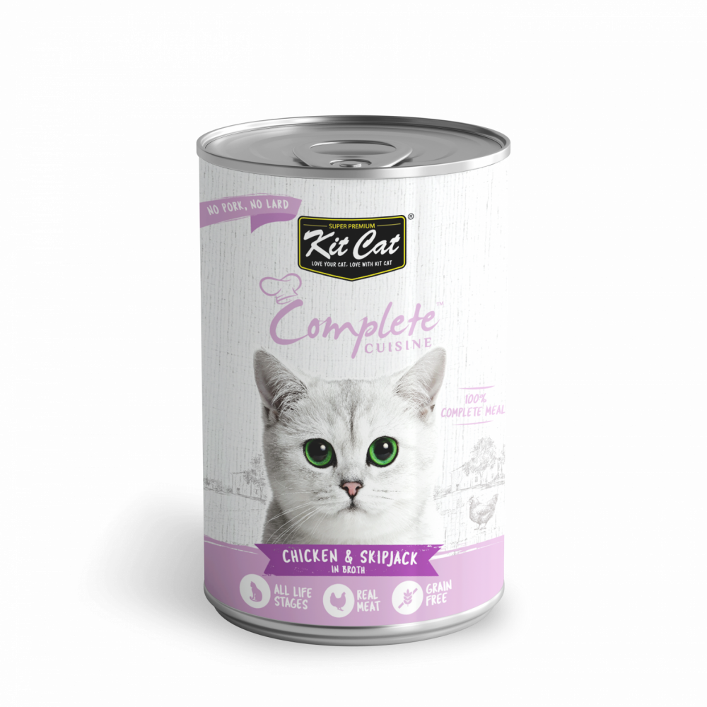 كت كات وجبة كاملة بالدجاج وصغار سمك التونة في المرق 150غ Kit Cat Complete Cuisine Chicken And Skipjack In Broth 150g