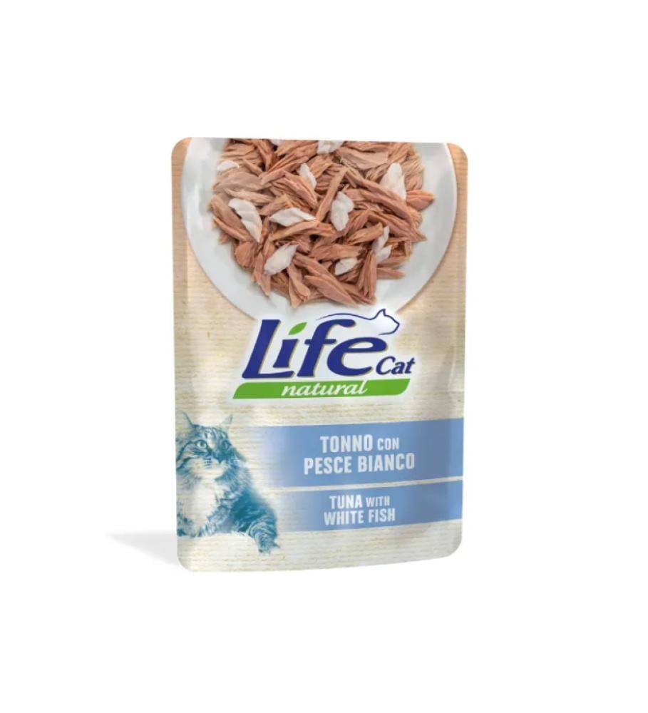 لايف كات اظرف رطبة للقطط البالعة بالتونة والسمك الأبيض Lifecat pouch Tuna with white fish 70g