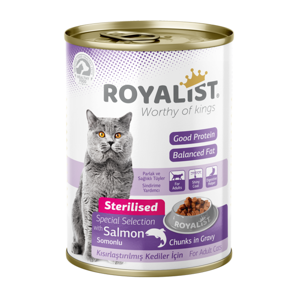روياليست طعام رطب للقطط المعقمة نكهة السالمون في المرق Royalist Adult Cat Sterilised with Salmon Chunks in Gravy 400g