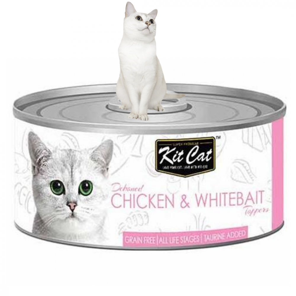 كت كات معلبات فيليه الدجاج مع صغار السمك 80 غ Kit Cat Deboned Chicken with Whitebaite 80g