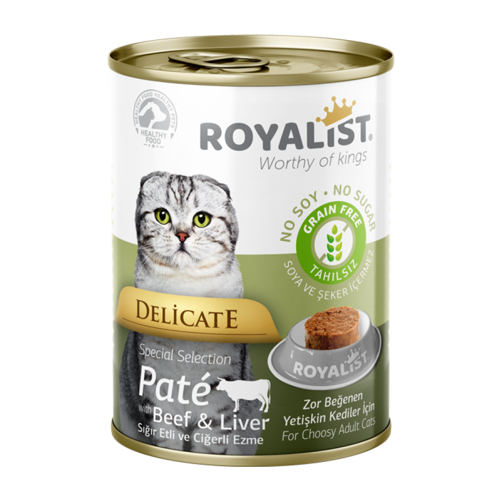 روياليست طعام رطب للقطط البالغة باتيه اللحم البقري مع كبد الدجاج Royalist Adult Cat Paté with Beef & Liver 400g