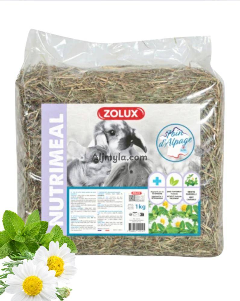 ZOLUX NUTRIMEAL ALPIN Hay with Mint & Chamomile زولوكس نوتريميل قش النعناع والبابونج علف الأرانب والهامستر