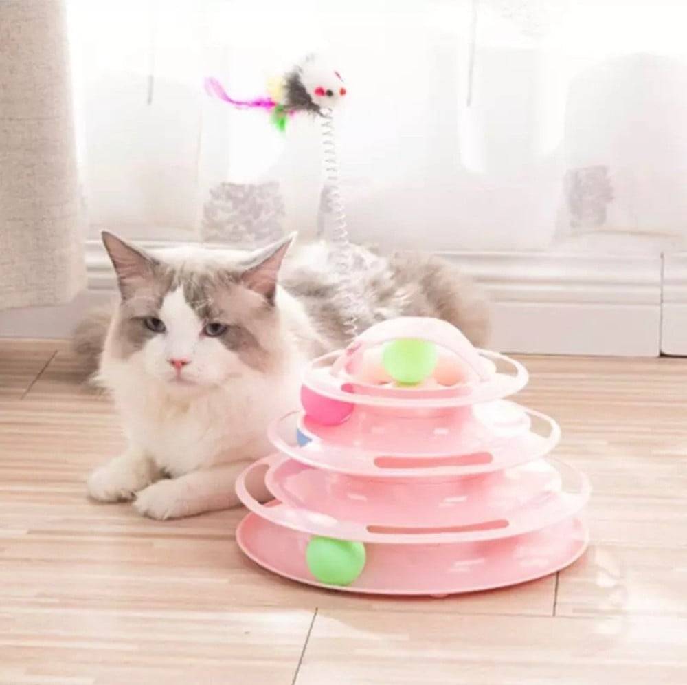 Cat game - the smart cat with a feather, the tower game, 4 balls + 4 levels