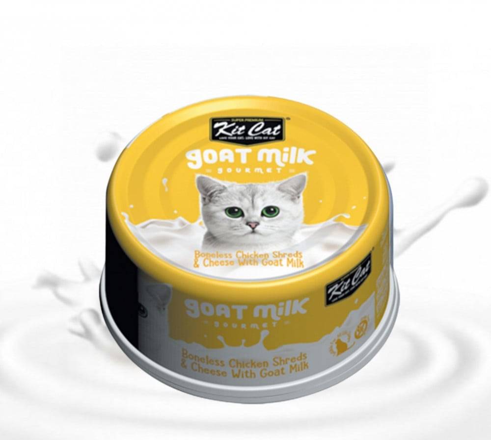كت كات شرائح الدجاج مع الجبن وحليب الماعز 70غ Kit Cat Boneless Chicken Shreds & Cheese With Goat Milk 70g