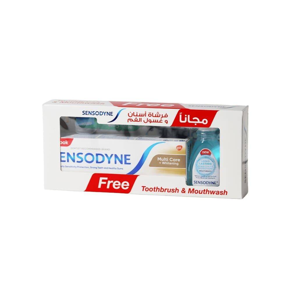 سنسوداين طقم العناية بالأسنان معجون + غسول فم + فرشاة ناعمة