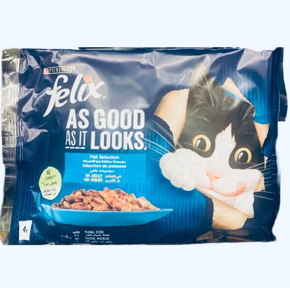 بيورينا فيليكس مجموعة وجبات مختارة من الأسماك 4 اظرف × 85 جرام PURINA Felix Fish Selection In Jelly 4 Pouch × 85
