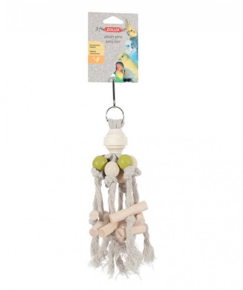 زولوكس لعبة خشبية من الحبال والجرس العاب ببغاء قابلة للمضغ Zolux Wooden toy for Parrot - Large Parakeets