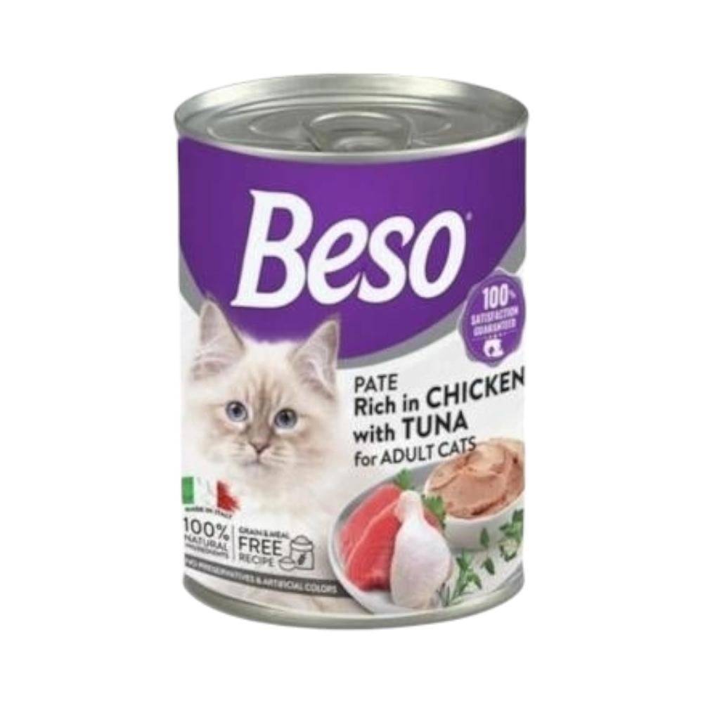 بيسو معلبات باتيه التونة مع الدجاج طعام رطب للقطط البالغة 400 جرام Beso Pate Rich in Chicken with Tuna for Adult Cats