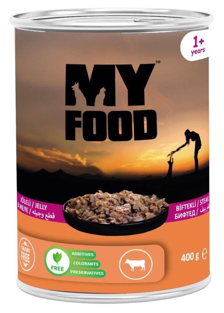 ماي فوود معلبات قطط قطع لحم البقر مع الجيلي 400 جرام My Food Steak Beef in Jelly - Adult cat