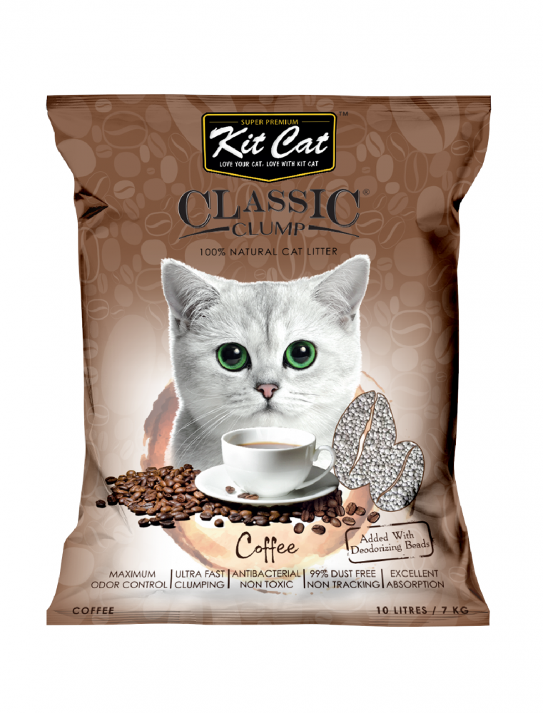 كت كات رمل كلاسيك للقطط برائحة القهوة Kit Cat Classic Clump Coffee Cat Litter Cat Litter