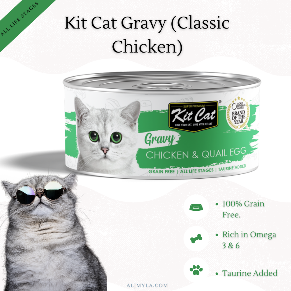 معلبات كت كات جرافي الدجاج مع بيض السمان Kit Cat Gravy (Chicken & Quail Egg ) Canned food