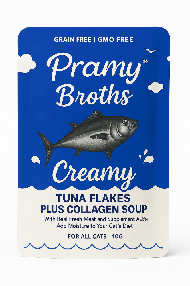 برامي شرائح التونة والكولاجين في المرق - شوربة قطط 40غ Pramy Broth Tuna Flakes Plus Collagen Soup 40g