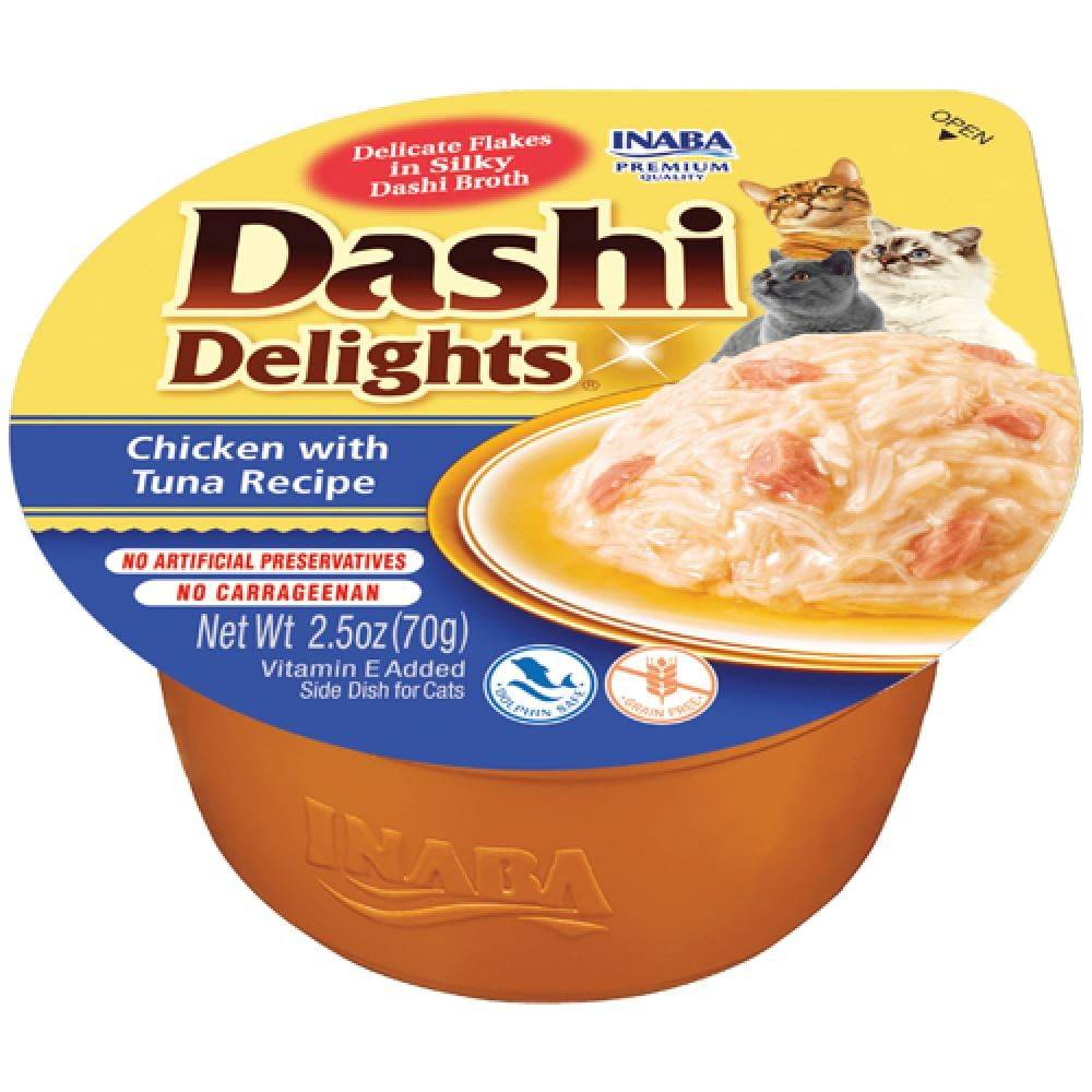 اينابا داشي ديلايت اكواب الدجاج مع التونة في المرق 70غ INABA Dashi Delight Cups Chicken with Tuna Recipe 70g