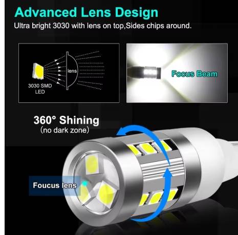 طقم مصباح ليد ضوء خلفي للسيارة فائق السطوع T15 3030 15SMD 