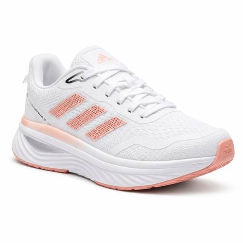 حذاء رياضي نسائي من Adidas باللون الأبيض مع لمسة روز