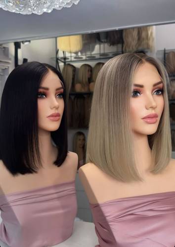 باروكة شعر طبيعي 10انش لون اسود طبيعي مايل للبني استريت