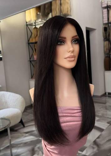 باروكة شعر طبيعي ١٨انش لون اسود طبيعي استريت جذور اماميه فروة دانتيل