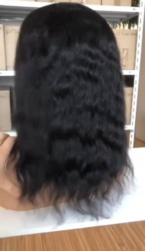 باروكة شعر طبيعي 14 انش لون اسود طبيعي جذور اماميه كثافه متوسطه