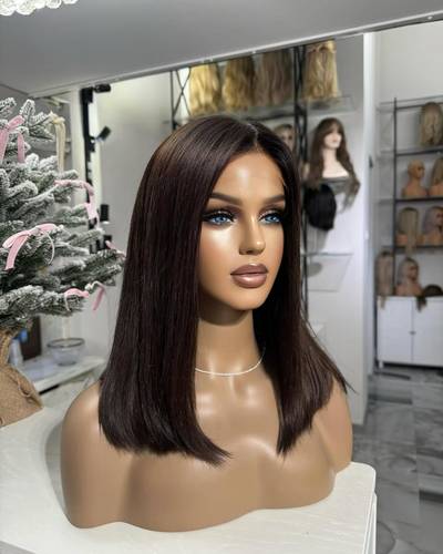 باروكة شعر طبيعي طول ١٤ انش اسود طبيبعى 