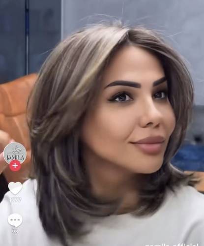 باوركة شعر طبيعى طول 12 انش لون بني مخصل كثافه 180% جذور امامية فروة دانتيل