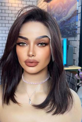 باروكة شعر طبيعي طول 14انش كثافه طبيعيه جذور كامله