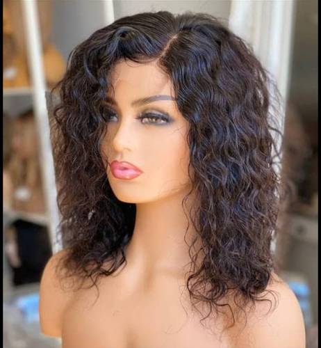 باروكة شعر طبيعى لون أسود طبيعى طول 14 انش ويفى كثافه 180 جذور امامية