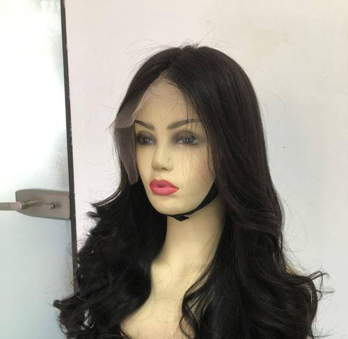 باروكة شعر طبيعي طول ٢٤ انش لون اسود طبيعي فروه نانو ليزر جذور كامله