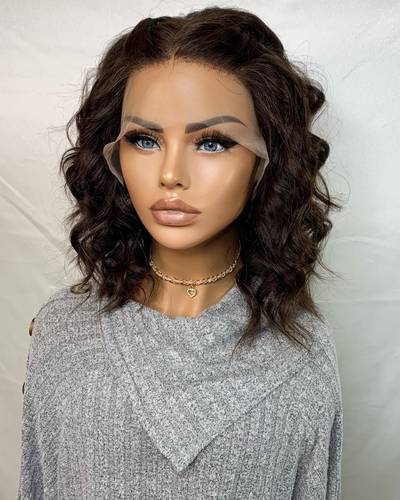 باروكة شعر طبيعي طول ١٢ لون بني طبيعي كثافه ١٨٠