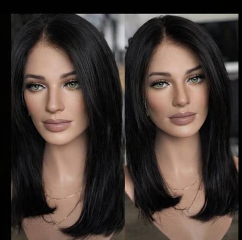 باروكه شعر طبيعي 14انش  لون اسود طبيعي  جذور اماميه  فروه دانتيل  حجز 100