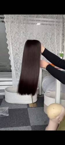باروكة شعر طبيعي طول 22 انش لون أسود طبيعى كثافة 180% جذور كامله فروة حرير امامى 