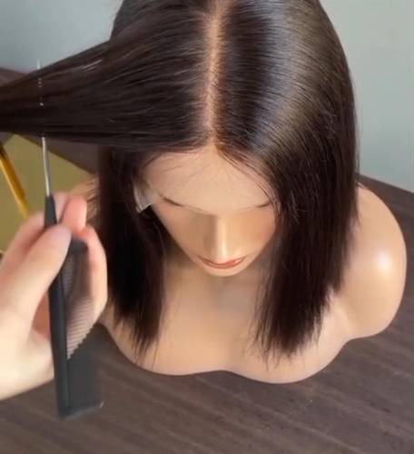 باروكة شعر طبيعي ١٤ انش كثافه ١٥٠٪ اسود طبيعي