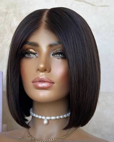 باوركة شعر طبيعى طول 10 انش لون اسود طبيعي كثافة 150% جذور امامية فروة دانتيل