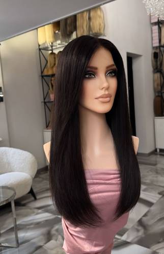 باروكة شعر طبيعى 20انش لون اسود طبيعي مايل للبني