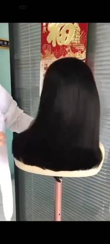 باروكة شعر طبيعي ١6 انش اسود كثافه 180% جذور اماميه فروة دانتيل