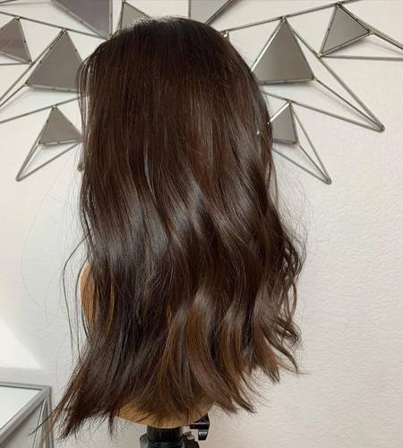 باروكة شعر طبيعي 16 انش بني ويفي