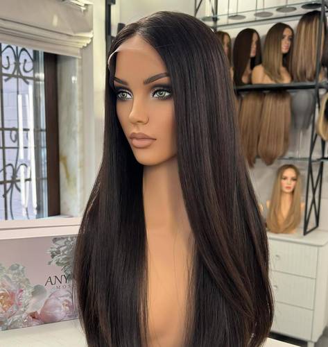 باروكة شعر طبيعي طول 20انش  كثافه230 جذور دائريه  استريت