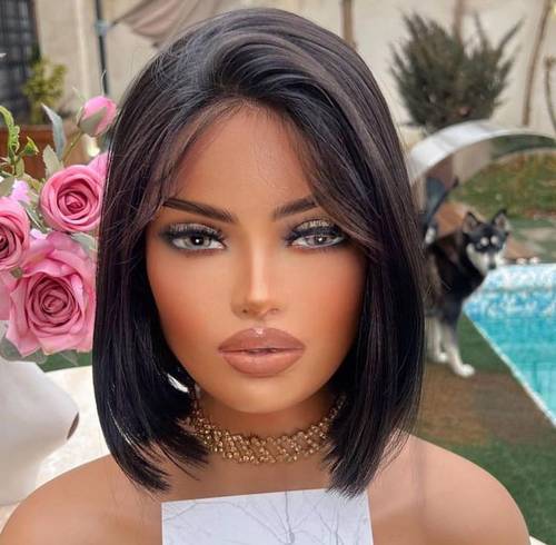 باروكة شعر طبيعي ١٠انش لون اسود طبيعي كثافه١٥٠