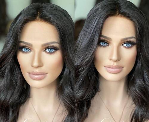 باروكة شعر طبيعي ١٤ انش لون اسود طبيعي كثافه ١٥٠ % ويفي
