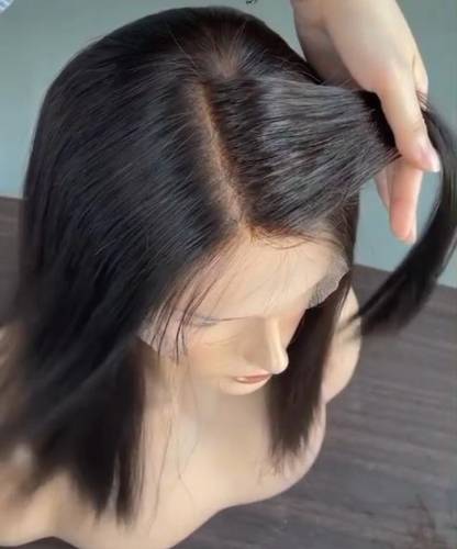 باروكة شعر طبيعي ١٤ انش كثافه وسط اسود طبيعي 