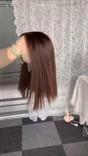 باوركة شعر طبيعى طول 14 انش لون بنى وسط كثافه 150% جذور اماميه فروة حرير