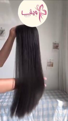 باروكة شعر طبيعي طول ٢٨ انش استريت لون اسود طبيعي كثافه الشعر متوسطه
