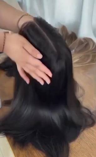 باروكة شعر طبيعي ١٨ انش كثافه ١٨٠٪ اسود طبيعي
