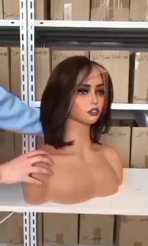 باروكة شعر طبيعي 12 انش لون بنى بغره مدرجه مقاس وسط جذور أماميه